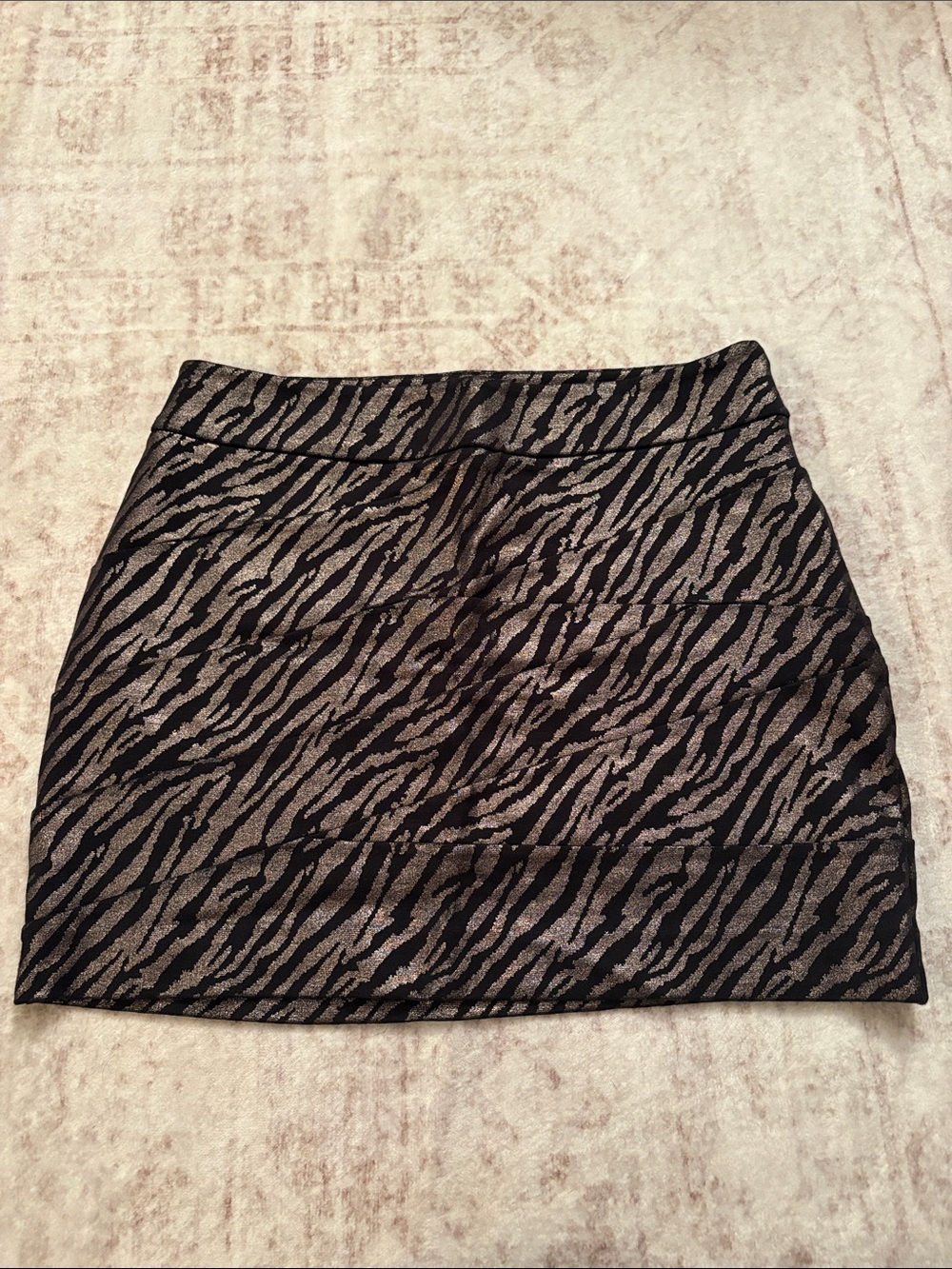 Express Zebra Shimmer Mini Skirt